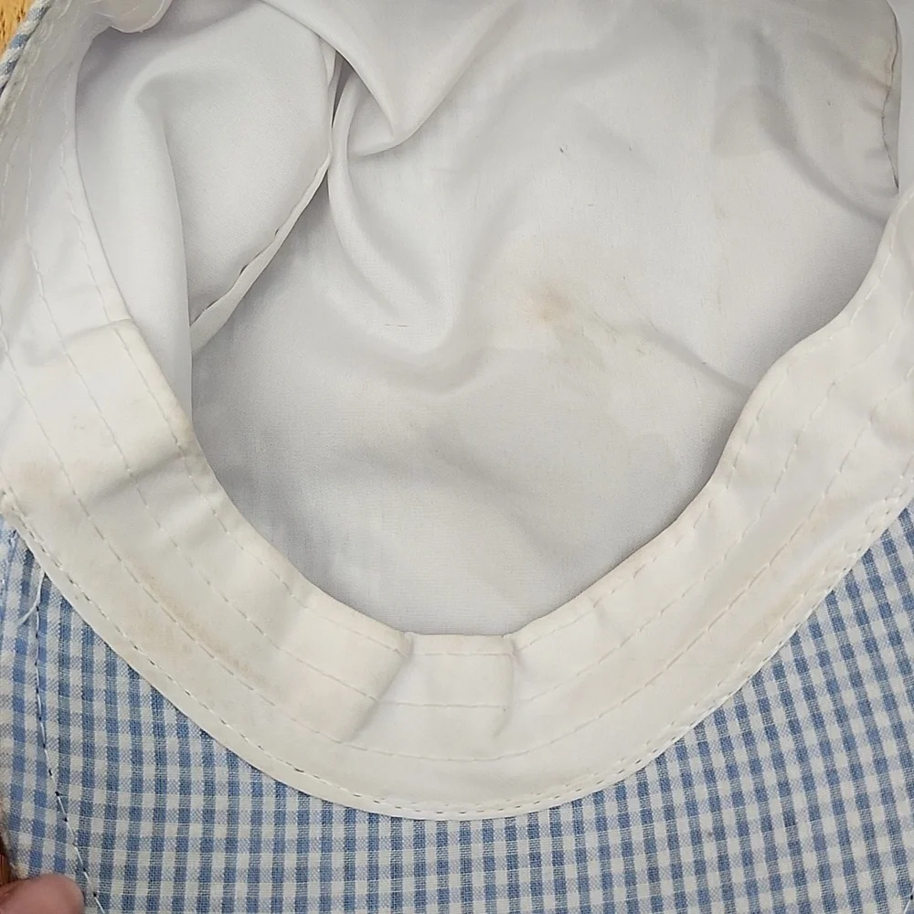 Light Blue And White Gingham Kids Cap Size Small 5/6